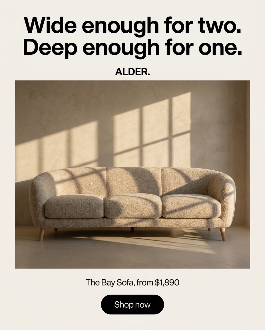 A minimal ad for the demo brand Alder
