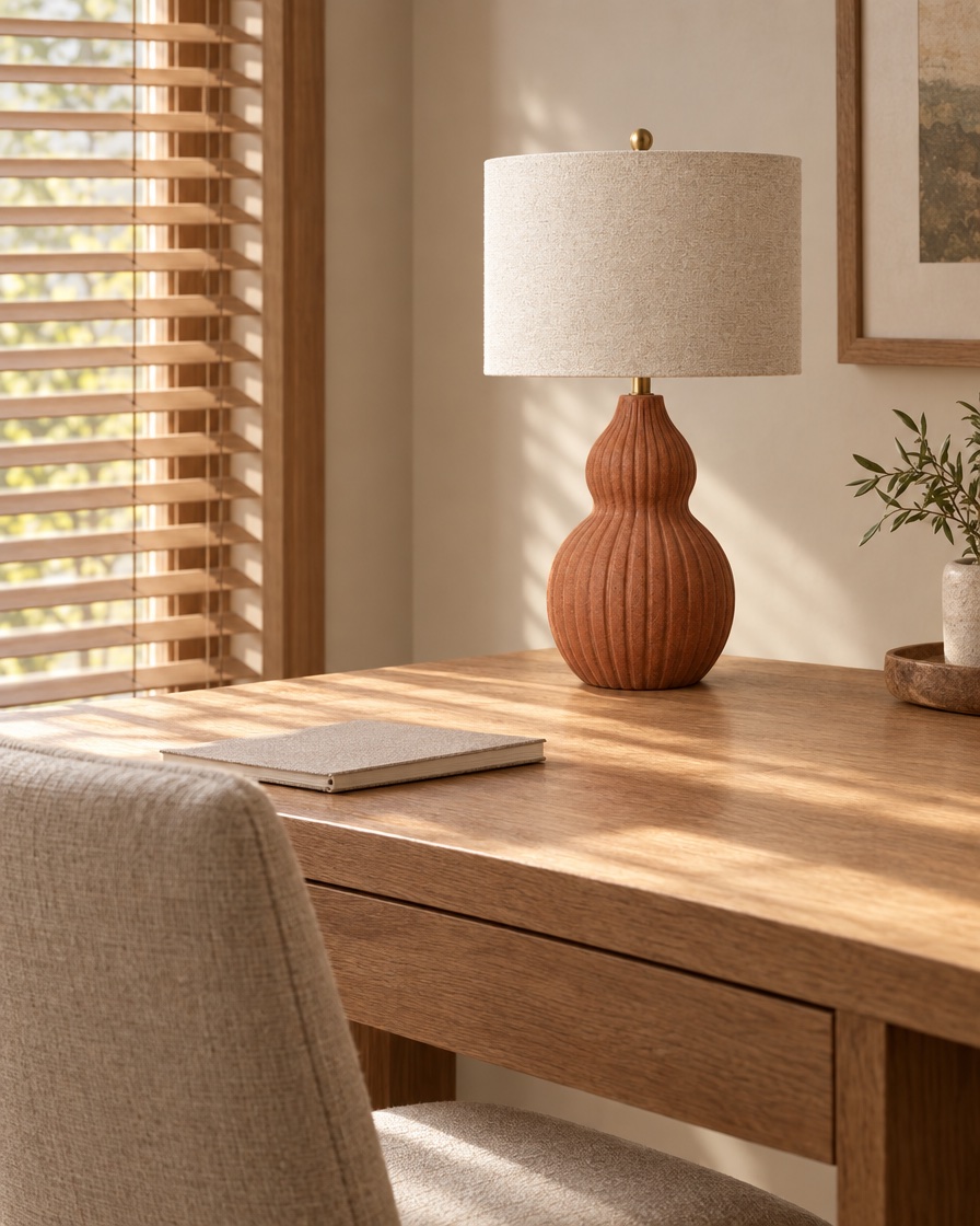 The same lamp placed in a desk scene